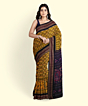 Yellow Black Sambalpuri Handwoven Single Ikat Cotton Saree SFCSAR2265