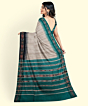 Beige Sambalpuri Handwoven Ikat Border Tussar Silk Saree SFTSAR2337