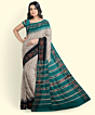 Beige Sambalpuri Handwoven Ikat Border Tussar Silk Saree SFTSAR2337