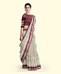 Beige Sambalpuri Handwoven Vidarbha Border Tussar Silk Saree SFTSAR2338