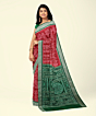 Red Sambalpuri Handwoven Ikat Silk Saree SFSSAR2339