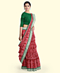 Red Sambalpuri Handwoven Ikat Silk Saree SFSSAR2339