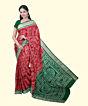 Red Sambalpuri Handwoven Ikat Silk Saree SFSSAR2339