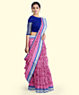 Pink Blue Sambalpuri Handwoven Ikat Silk Saree SFSSAR2340