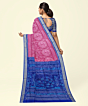 Pink Blue Sambalpuri Handwoven Ikat Silk Saree SFSSAR2340