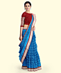 Blue Red Sambalpuri Handwoven Ikat Silk Saree SFSSAR2341