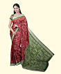 Maroon Green Sambalpuri Handwoven Ikat Silk Saree SFSSAR2342