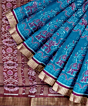 Blue Red Sambalpuri Handwoven Ikat Silk Saree SFSSAR2343