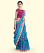 Blue Red Sambalpuri Handwoven Ikat Silk Saree SFSSAR2343