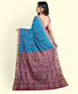 Blue Red Sambalpuri Handwoven Ikat Silk Saree SFSSAR2343