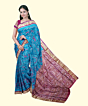 Blue Red Sambalpuri Handwoven Ikat Silk Saree SFSSAR2343