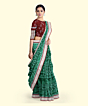 Green Red Sambalpuri Handwoven Ikat Silk Saree SFSSAR2344