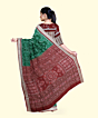 Green Red Sambalpuri Handwoven Ikat Silk Saree SFSSAR2344