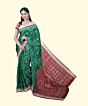 Green Red Sambalpuri Handwoven Ikat Silk Saree SFSSAR2344