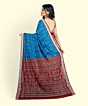 Blue Red Sambalpuri Handwoven Ikat Silk Saree SFSSAR2346