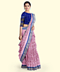 Pink Blue Sambalpuri Handwoven Ikat Silk Saree SFSSAR2347
