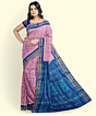 Pink Blue Sambalpuri Handwoven Ikat Silk Saree SFSSAR2347
