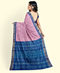 Pink Blue Sambalpuri Handwoven Ikat Silk Saree SFSSAR2347