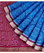 Blue Red Sambalpuri Handwoven Ikat Silk Saree SFSSAR2348