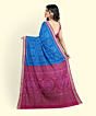 Blue Red Sambalpuri Handwoven Ikat Silk Saree SFSSAR2348