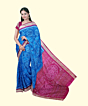 Blue Red Sambalpuri Handwoven Ikat Silk Saree SFSSAR2348