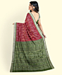 Red Green Sambalpuri Handwoven Ikat Silk Saree SFSSAR2349