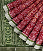 Red Green Sambalpuri Handwoven Ikat Silk Saree SFSSAR2349