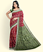 Red Green Sambalpuri Handwoven Ikat Silk Saree SFSSAR2349