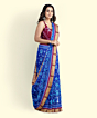 Blue Red Sambalpuri Handwoven Ikat Silk Saree SFSSAR2350