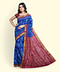Blue Red Sambalpuri Handwoven Ikat Silk Saree SFSSAR2350