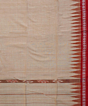 Beige Red Sambalpuri Handwoven Cotton Gamuchha SFCGAM2393
