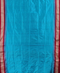 Sky Blue Red Handwoven Bomkei Silk Saree SFSSAR0333