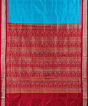 Sky Blue Red Handwoven Bomkei Silk Saree SFSSAR0333