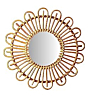 Handcrafted Bamboo Round Shaped Cane Rattan Wall Mirror | 55x55 cm 