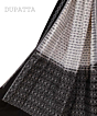 Offwhite Black Sambalpuri Handwoven Single Ikat Cotton Dupatta SFCDUP0062