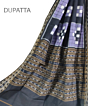 Gray Black Sambalpuri Handwoven Double Ikat Cotton Dupatta SFCDUP0794