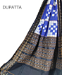 Blue Black Sambalpuri Handwoven Double Ikat Cotton Dupatta SFCDUP0798