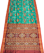 Deep Green-Cyan Turquoise khandua silk saree