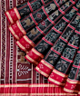 Black Red Sambalpuri Handwoven Single Ikat Cotton Saree SFCSAR2070