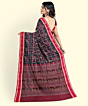 Black Red Sambalpuri Handwoven Single Ikat Cotton Saree SFCSAR2070