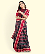 Black Red Sambalpuri Handwoven Single Ikat Cotton Saree SFCSAR2070