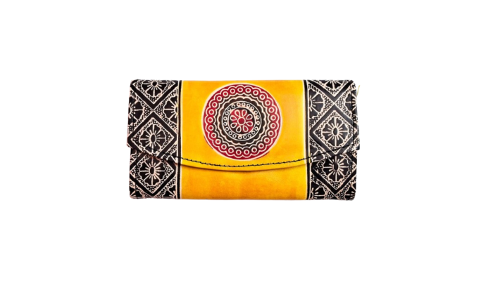 Genuine Leather Clutch Bag Purse | Yellow