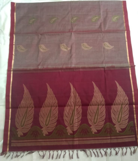 Maroon Handloom Cotton Saree