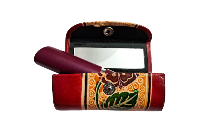 Handcrafted Leather Lipstick Case with Mirror