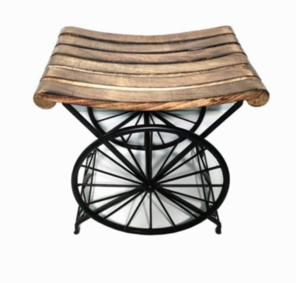 Handmade Side Stool with Wheels