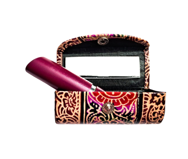 Handcrafted Leather Lipstick Case with Mirror