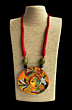 Handpainted kathakali pattern fabric necklace 