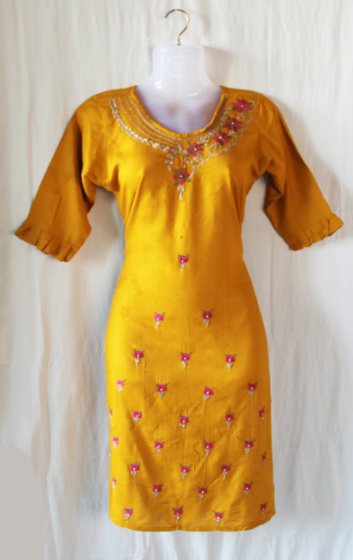 Handcrafted Zari and Zardozi Yellow Kurti