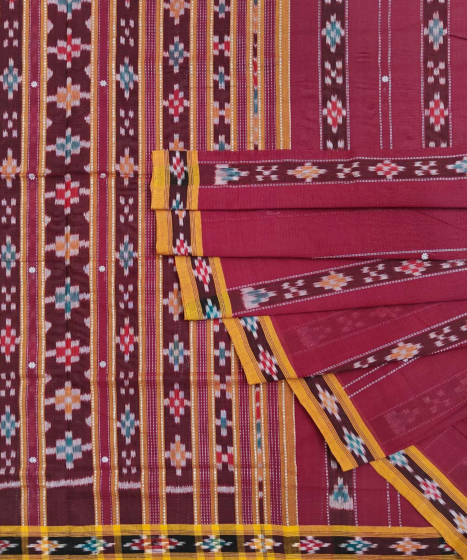 Sambalpuri Handwoven Single Ikat Saree | Maroon