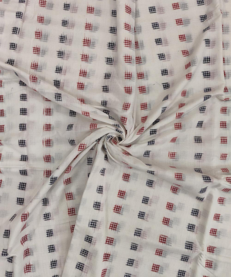 White Sambalpuri Handwoven Single Ikat Shirting Materials SFCSHI1421